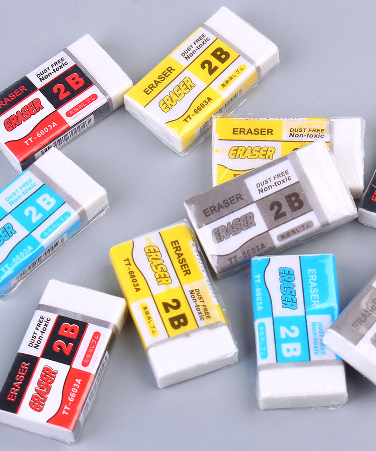 Eraser Rectangular Small Eraser Student Exam Painting Eraser Stationery Wholesale 2B Eraser Factory Direct Sales