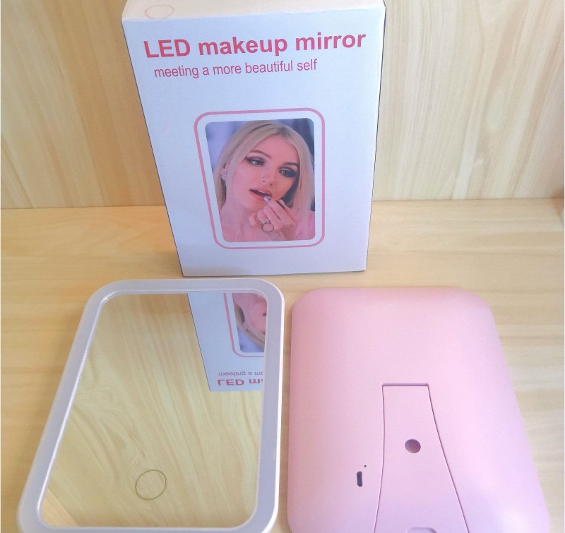 Desktop Portable Light Fill Tablet Dressing Mirror Desktop USB Charging Square Small Mirror Portable Led Make-up Mirror