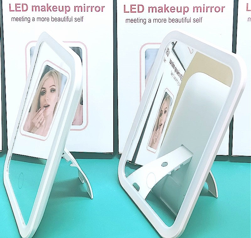 Desktop Portable Light Fill Tablet Dressing Mirror Desktop USB Charging Square Small Mirror Portable Led Make-up Mirror