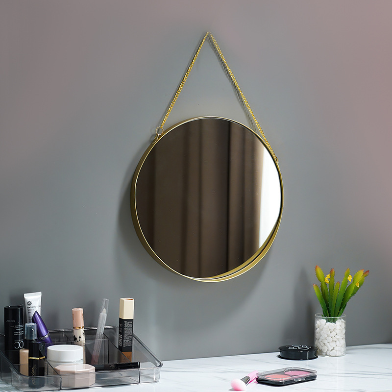 Punch-Free Wall Hanging Dormitory Dressing Mirror Wall Hanging Bathroom Mirror Wash Table Mirror Cosmetic Mirror Bathroom Mirror Bathroom Mirror