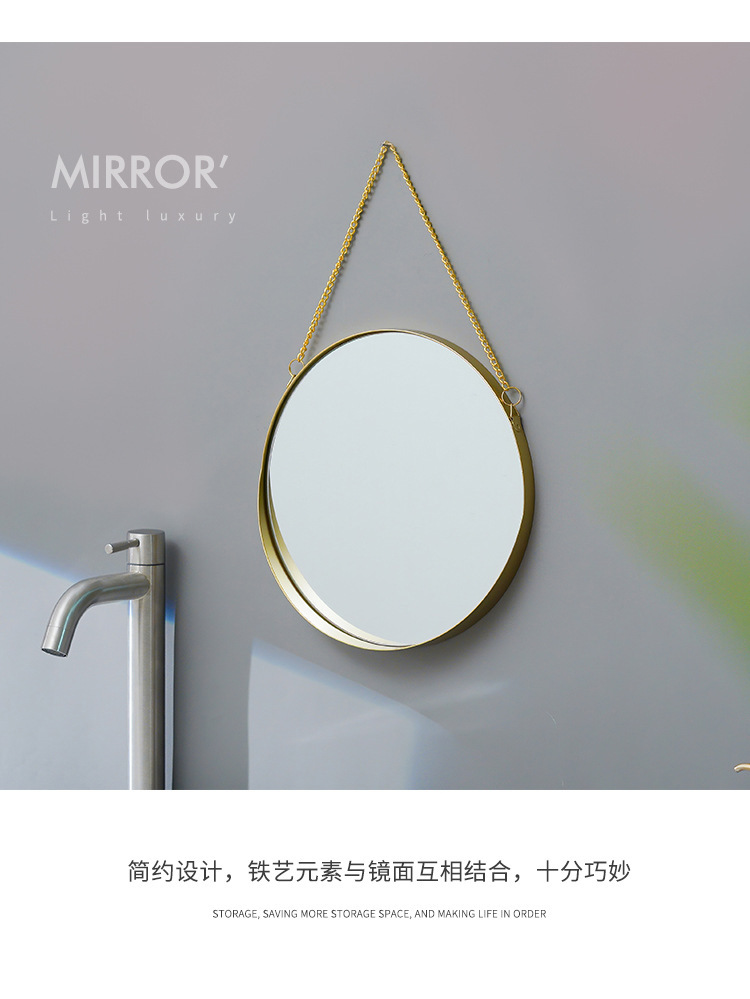 Punch-Free Wall Hanging Dormitory Dressing Mirror Wall Hanging Bathroom Mirror Wash Table Mirror Cosmetic Mirror Bathroom Mirror Bathroom Mirror