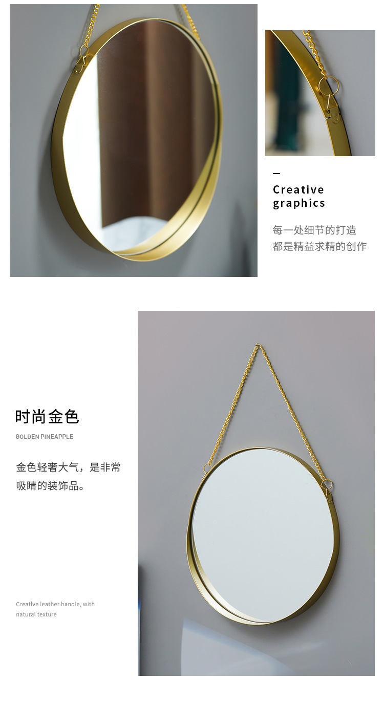 Punch-Free Wall Hanging Dormitory Dressing Mirror Wall Hanging Bathroom Mirror Wash Table Mirror Cosmetic Mirror Bathroom Mirror Bathroom Mirror
