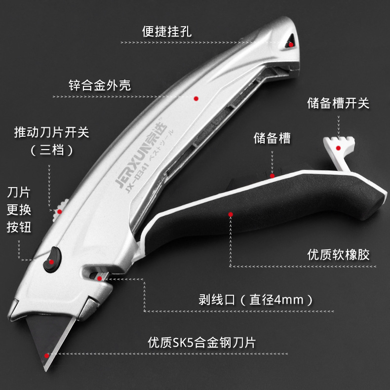 Multi-functional electrician&#039;s knife folding utility knife heavy duty cutting paper wallpaper carpet cable stripping line stripping knife