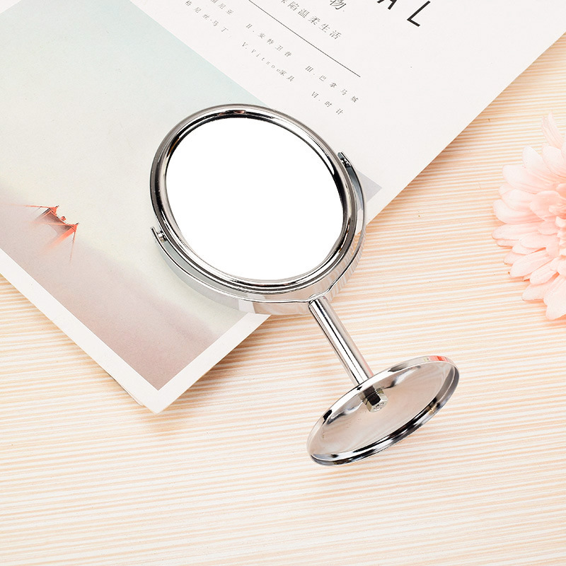 360-Degree Rotating Mirror HD Double-Sided Desktop Makeup Mirror Stainless Steel Magnifying Glass Dressing Mirror Small Mirror Couple