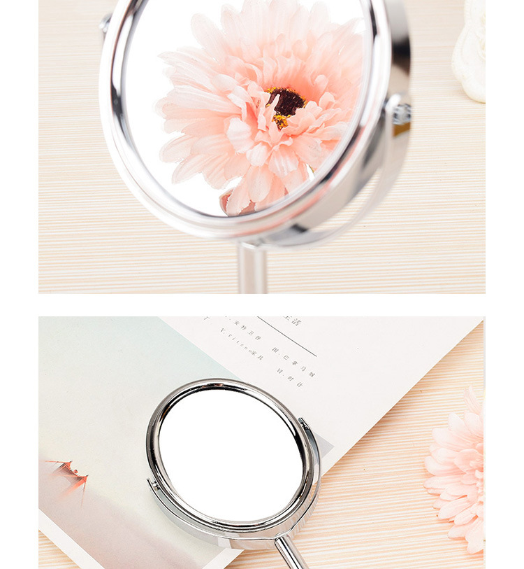 360-Degree Rotating Mirror HD Double-Sided Desktop Makeup Mirror Stainless Steel Magnifying Glass Dressing Mirror Small Mirror Couple
