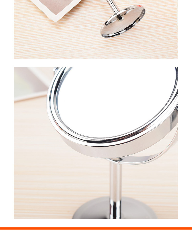 360-Degree Rotating Mirror HD Double-Sided Desktop Makeup Mirror Stainless Steel Magnifying Glass Dressing Mirror Small Mirror Couple