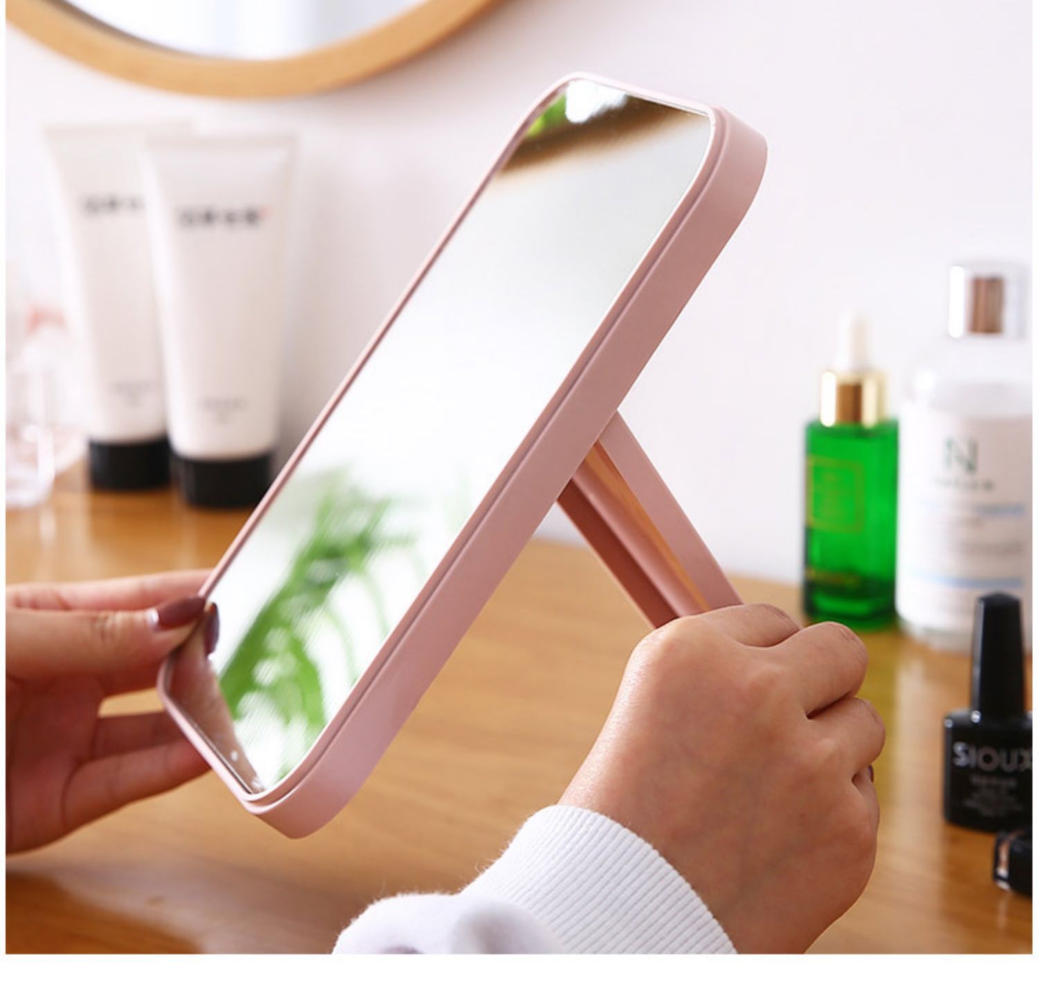 Desktop Folding Portable Cosmetic Mirror Student Dormitory Desktop Small Mirror Female Dressing Mirror Small Portable Princess Mirror
