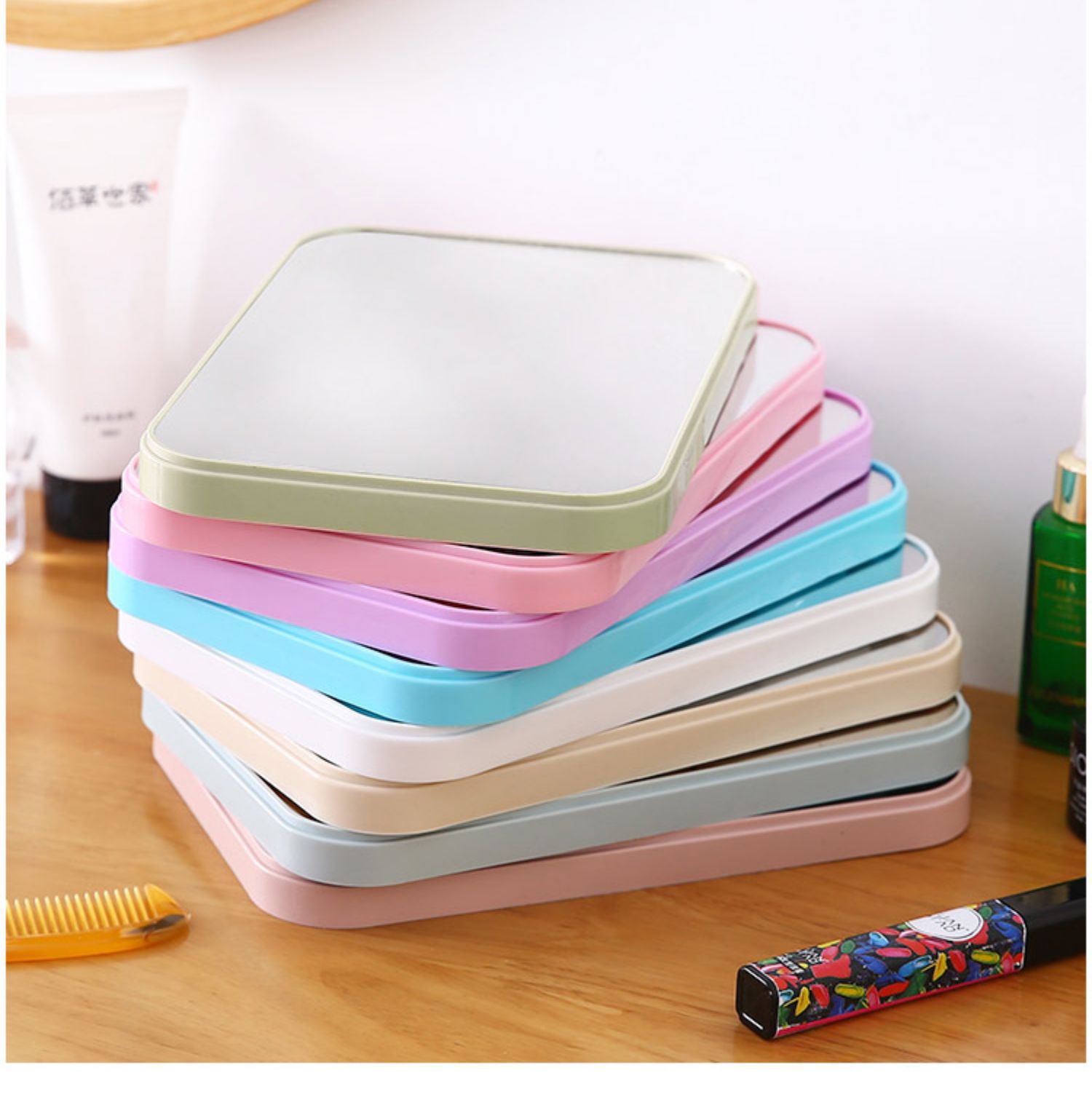 Desktop Folding Portable Cosmetic Mirror Student Dormitory Desktop Small Mirror Female Dressing Mirror Small Portable Princess Mirror