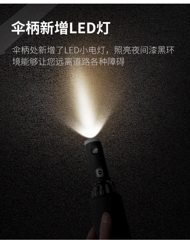 reverse folding umbrella LED reflective Strip automatic umbrella Torch three fold windproof Car business umbrella reverse folding umbrella LED reflective Strip automatic umbrella Torch three fold windproof Car business umbrella