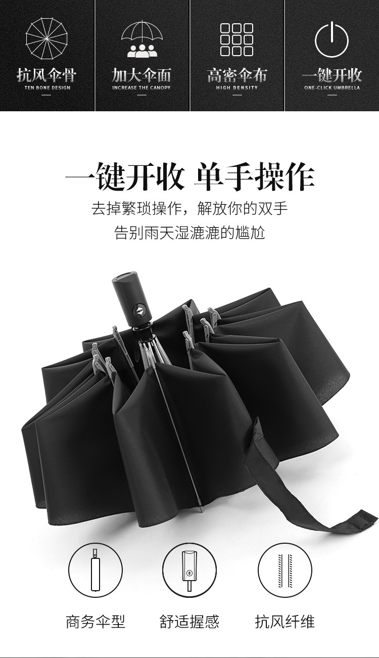 reverse folding umbrella LED reflective Strip automatic umbrella Torch three fold windproof Car business umbrella reverse folding umbrella LED reflective Strip automatic umbrella Torch three fold windproof Car business umbrella
