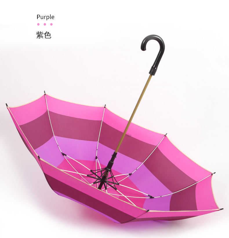 70cm Fiber Bone Automatic Color Stripes Sunny Umbrella Multi-Color Mixed NC Fabric Straight Rod Long Handle Factory Direct Sales Low Price Batch