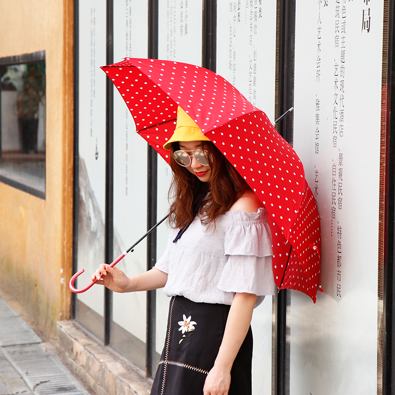 1785 polka dot long handle umbrella wholesale