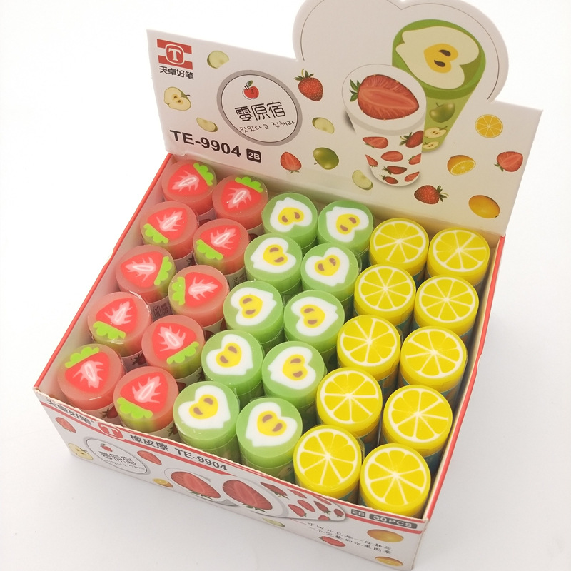 Tizo Stationery Cartoon 2B Eraser Zero Harajuku Cute Fruit Student Children&#039;s Prizes Eraser Wholesale 9904