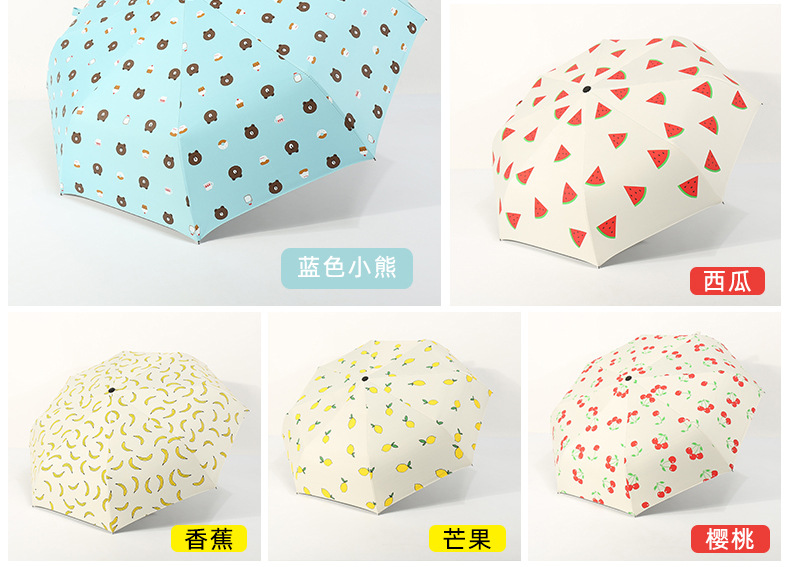 The Vinyl Sun Umbrella 2020 New Student Crisp folding Sun Sunshade Umbrella Three fold automatic fruit Umbrella