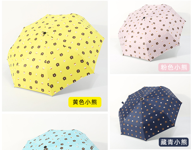 The Vinyl Sun Umbrella 2020 New Student Crisp folding Sun Sunshade Umbrella Three fold automatic fruit Umbrella