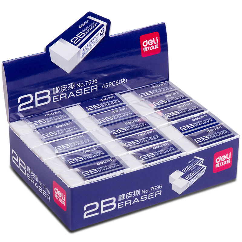 Deli 7536 Eraser 45 Rectangular Small Eraser Student Exam Painting 2B Eraser Stationery Wholesale
