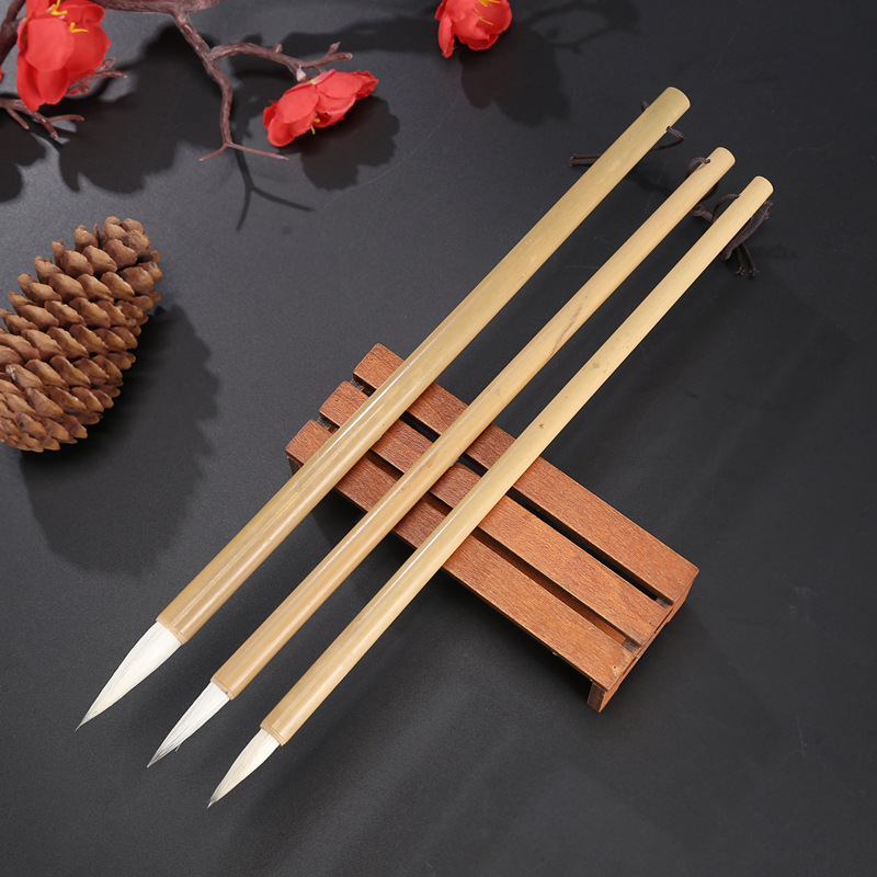 Bamboo Jiajian Baiyun Doubled Both Writing Brush Calligraphy Materials Orchid Bamboo Student Writing Brush Chinese Painting Regular Script Calligraphy and Painting