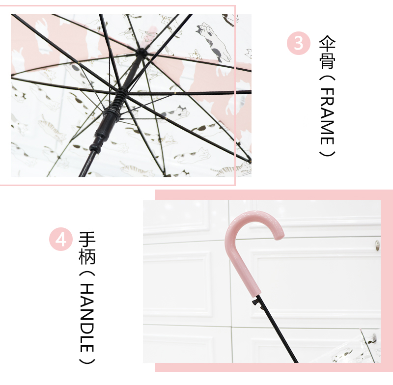 RST umbrella export Europe cute cartoon cat transparent environmental protection Apollo birdcage umbrella RST umbrella export Europe cute cartoon cat transparent environmental protection Apollo birdcage umbrella