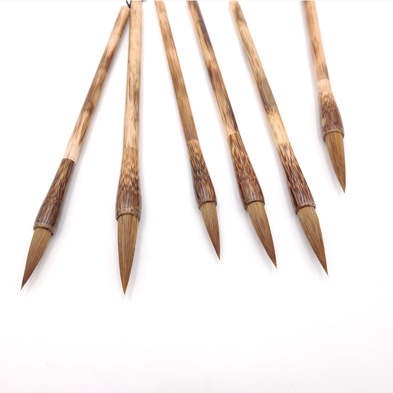 Bamboo Palm Hemp Bamboo Weasel&#039;s Hair Writing Brush and Writing Brush Writing Brushes for Regular Script in Large, Medium and Small Characters Set Students Calligraphy Exercises Training Customization