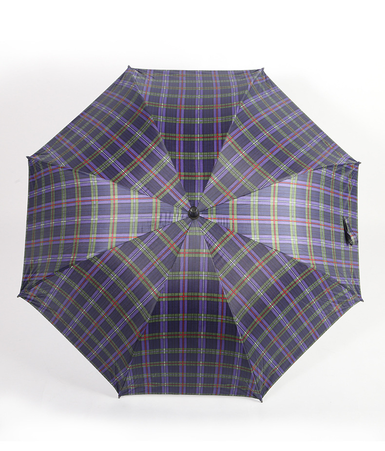 70cm Double-Bone Automatic Silver Glue Plaid Umbrella Dual-Use Super Large Reinforced Wind-Resistant Sun-Proof Rain-Proof Wholesale at a Low Price