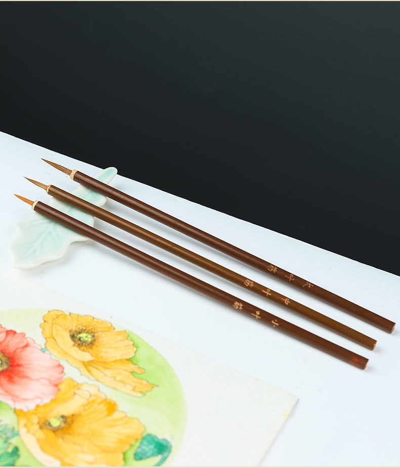Mouse Beard Delineating Writing Brush Only for Traditional Chinese Painting Slender Gold Small Regular Script Writing Brush Set Meticulous Painting Line Drawing Hook Brush