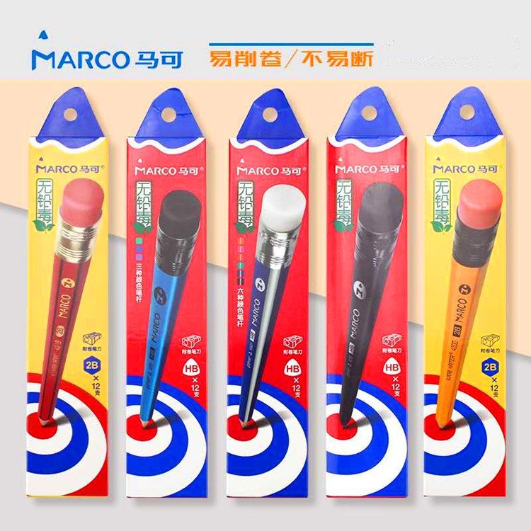 Marco Pencil Wholesale 2B/HB Children&#039;s Triangle Pole/Hexagonal Pole Calligraphy Practice Pencil Hard Pen Calligraphy Available