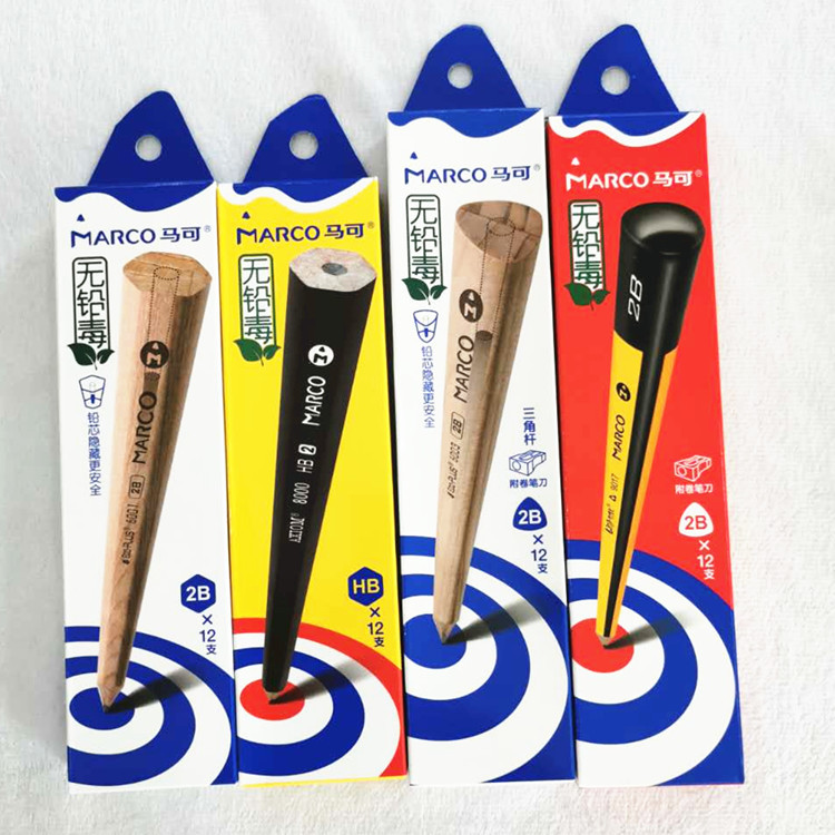 Marco Pencil Wholesale 2B/HB Children&#039;s Triangle Pole/Hexagonal Pole Calligraphy Practice Pencil Hard Pen Calligraphy Available