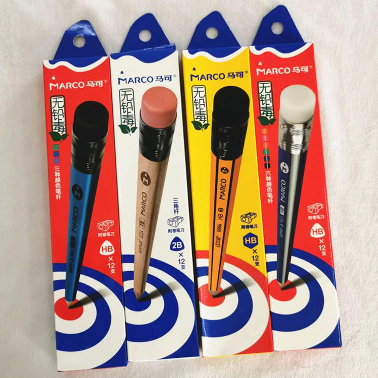 Marco Pencil Wholesale 2B/HB Children's Triangle Pole/Hexagonal Pole Calligraphy Practice Pencil Hard Pen Calligraphy Available Marco Pencil Wholesale 2B/HB Children's Triangle Pole/Hexagonal Pole Calligraphy Practice Pencil Hard Pen Calligraphy Available