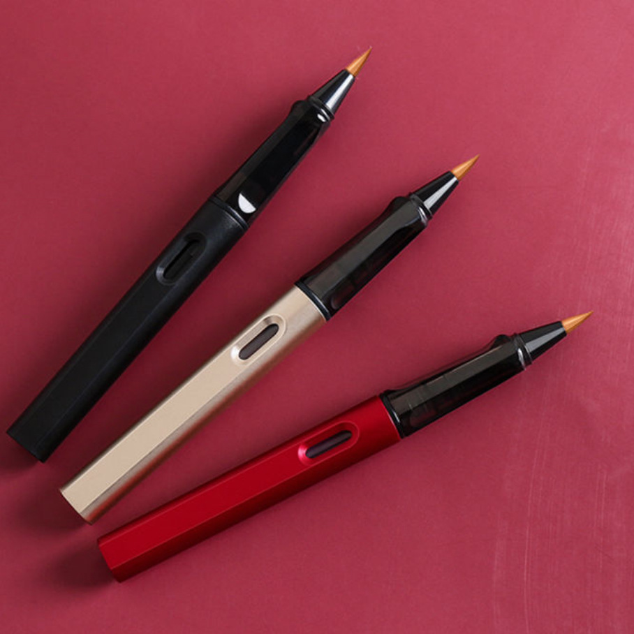 Pen-Type Writing Brush Copy Scripture Soft Brush Pen Portable Soft Head Calligraphy Practice Weasel&#039;s and Goat&#039;s Hair Ou Kai with Cover Pen Type Writing Brush