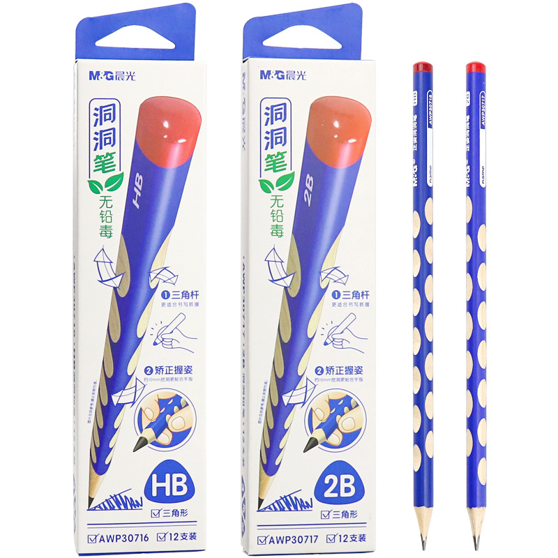 Chengguang Zhengzi Groove Pencil 2B/HB Correct Grip Position Triangle Wood Pencil 30717 Student Writing and Learning