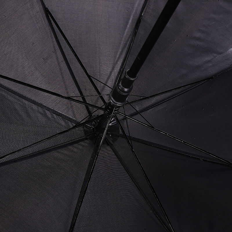 68cm Automatic 8-Bone Umbrella Funeral Instrument All Black Umbrella Straight Rod Curved Handle Umbrella Factory Low Price Wholesale Spot