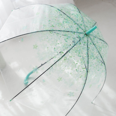 Spot retro candy color Fresh Apollo Princess Transparent umbrella cherry umbrella long handle transparent straight umbrella