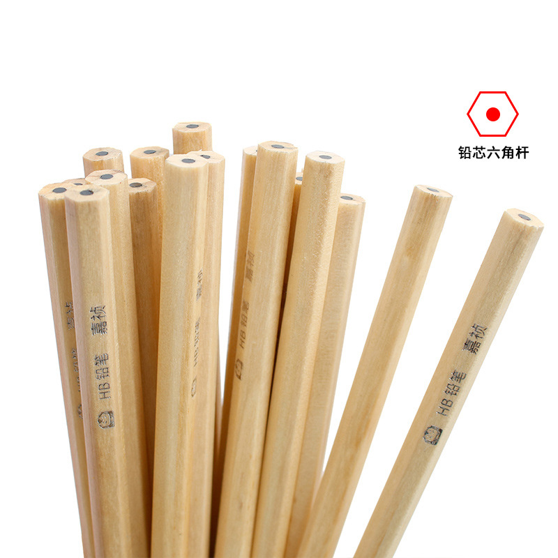 Log Six Angle Rod HB Children Pens for Writing Letters 2B Pencil Exam Fill Card School Supplies Sketch Thick Black Write Constantly