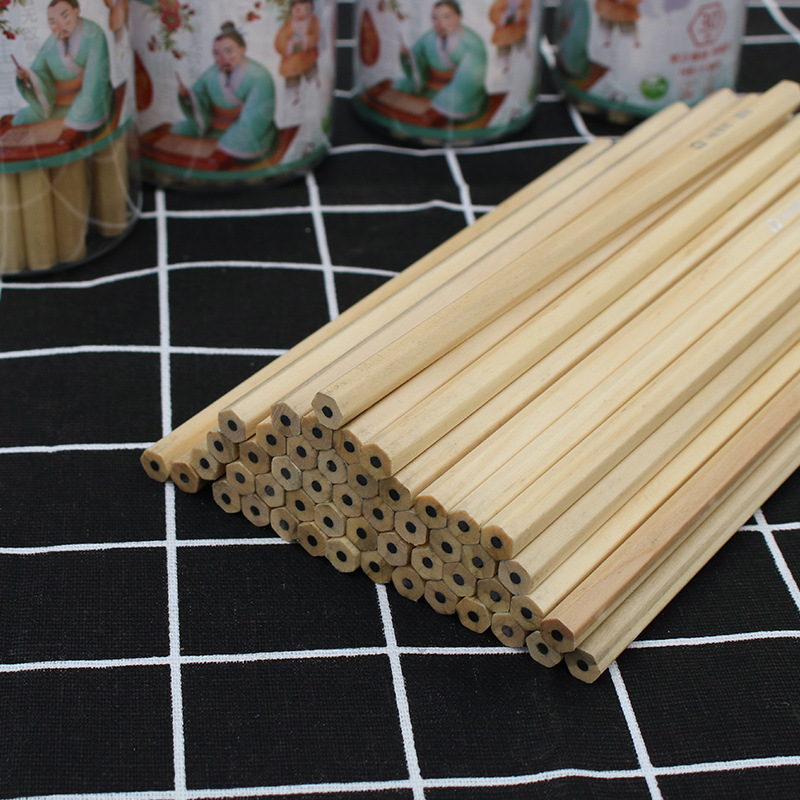 Log Six Angle Rod HB Children Pens for Writing Letters 2B Pencil Exam Fill Card School Supplies Sketch Thick Black Write Constantly
