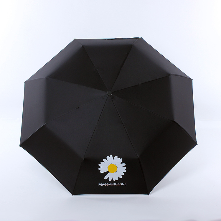 New a small Daisy umbrella vinyl automatic umbrella three fold folding umbrellasunny umbrella wholesale