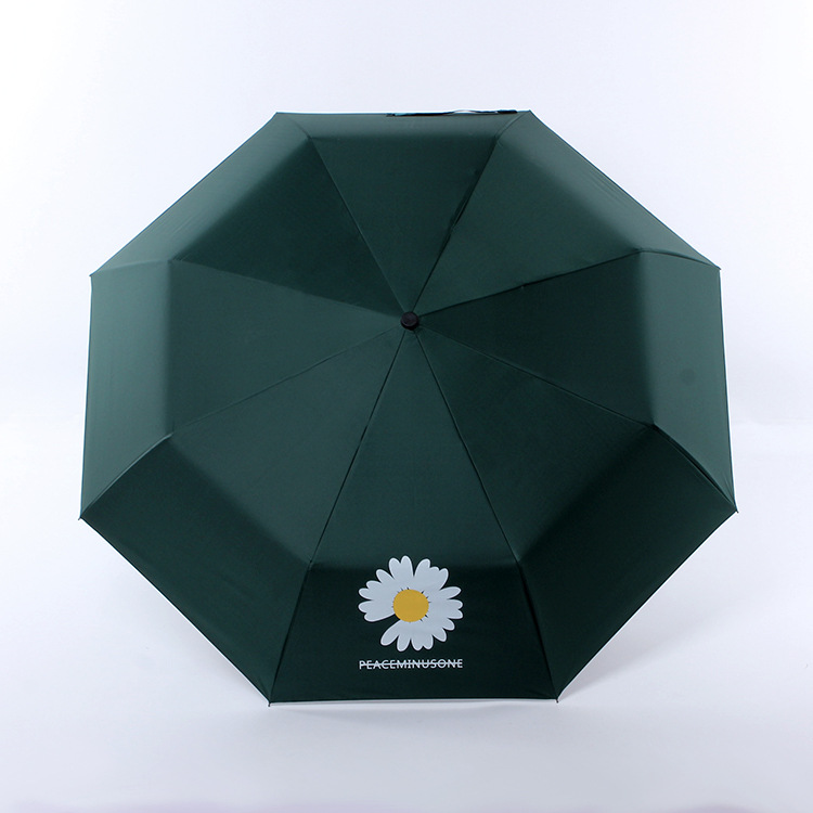 New a small Daisy umbrella vinyl automatic umbrella three fold folding umbrellasunny umbrella wholesale