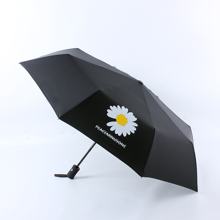 New a small Daisy umbrella vinyl automatic umbrella three fold folding umbrellasunny umbrella wholesale