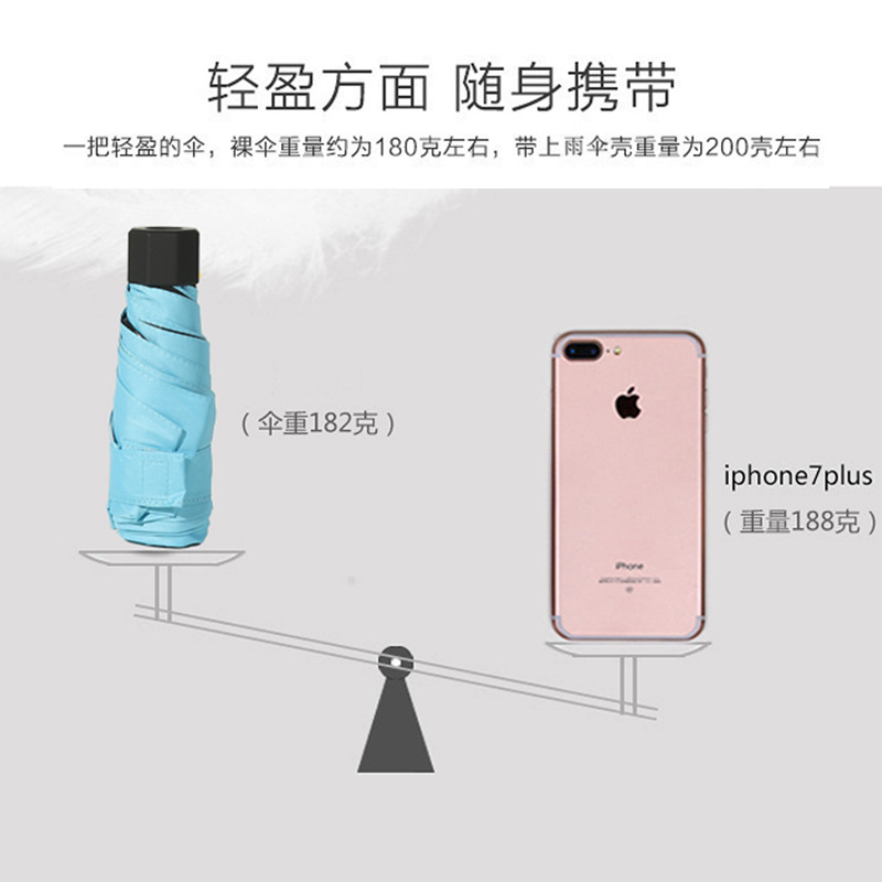 The Pocket umbrella vinyl Sunshade Manual folding Women&#039;s Mini umbrella ultra-light, Compact, fashion and simple 50% off umbrella