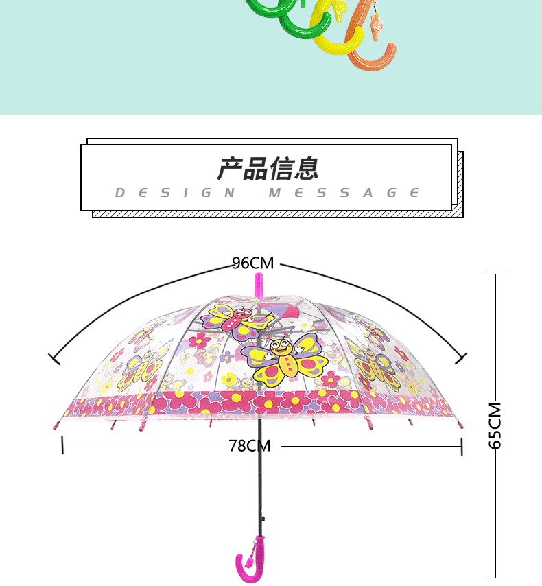 PVC Transparent Cartoon umbrella for children Semi-automatic creative gift umbrella umbrella with LOGO manufacturers wholesale PVC Transparent Cartoon umbrella for children Semi-automatic creative gift umbrella umbrella with LOGO manufacturers wholesale