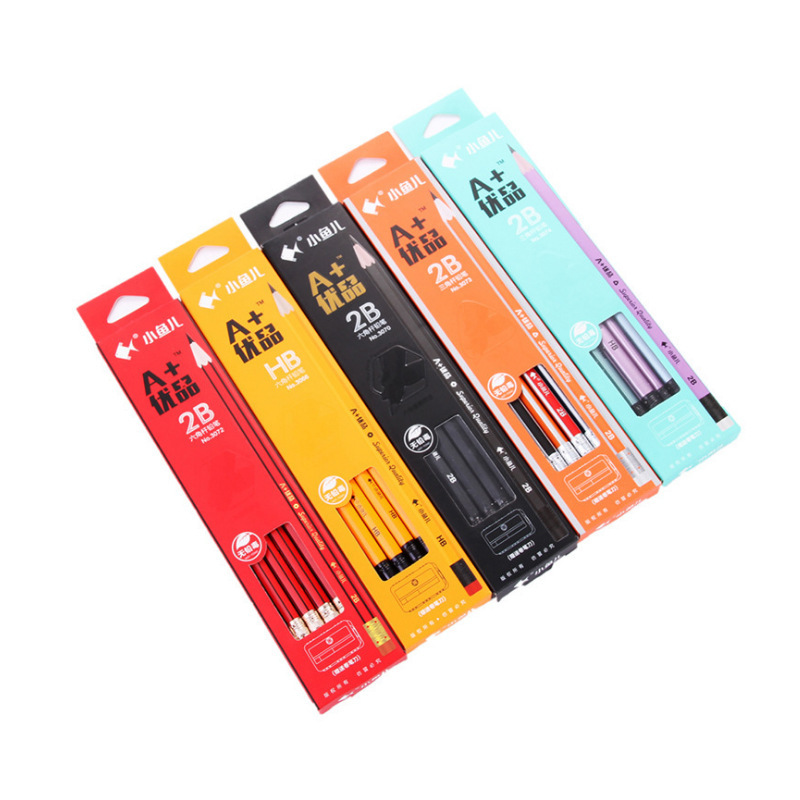 Xiaoyuer HB with Eraser Triangle Hexagon Rod 2B Exam Pens for Writing Letters with Pencil Sharpener Student Pencil Wholesale