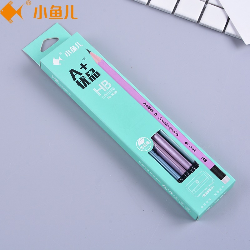 Xiaoyuer HB with Eraser Triangle Hexagon Rod 2B Exam Pens for Writing Letters with Pencil Sharpener Student Pencil Wholesale