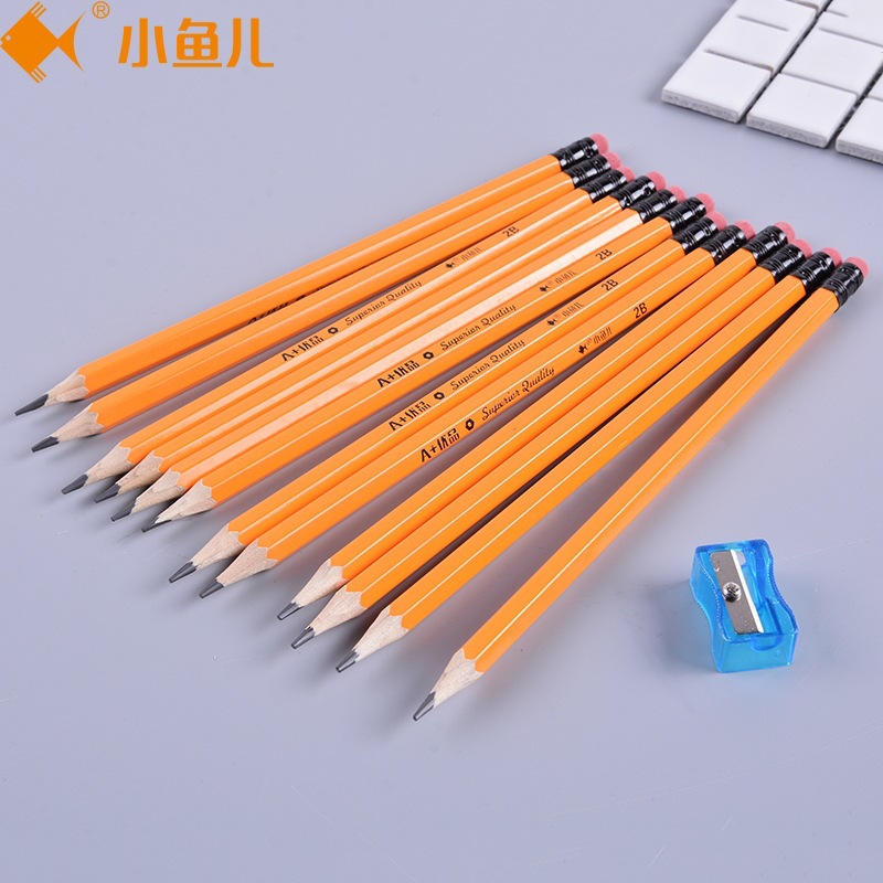 Xiaoyuer HB with Eraser Triangle Hexagon Rod 2B Exam Pens for Writing Letters with Pencil Sharpener Student Pencil Wholesale