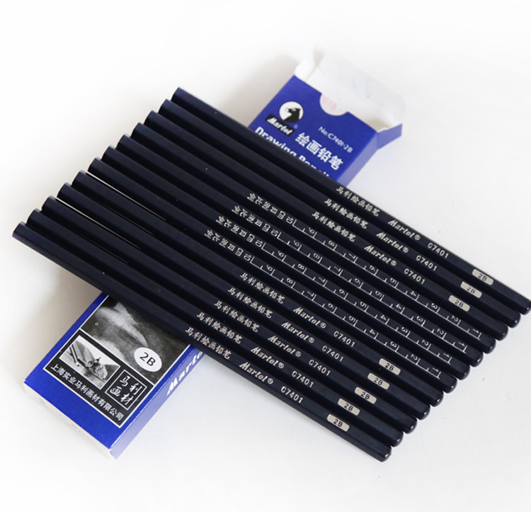 Marley C7401 Sketch Drawing Painting Marley Pencil 2B Pencil Sketching Pencil Student Pencil Charcoal Pencil Minghua