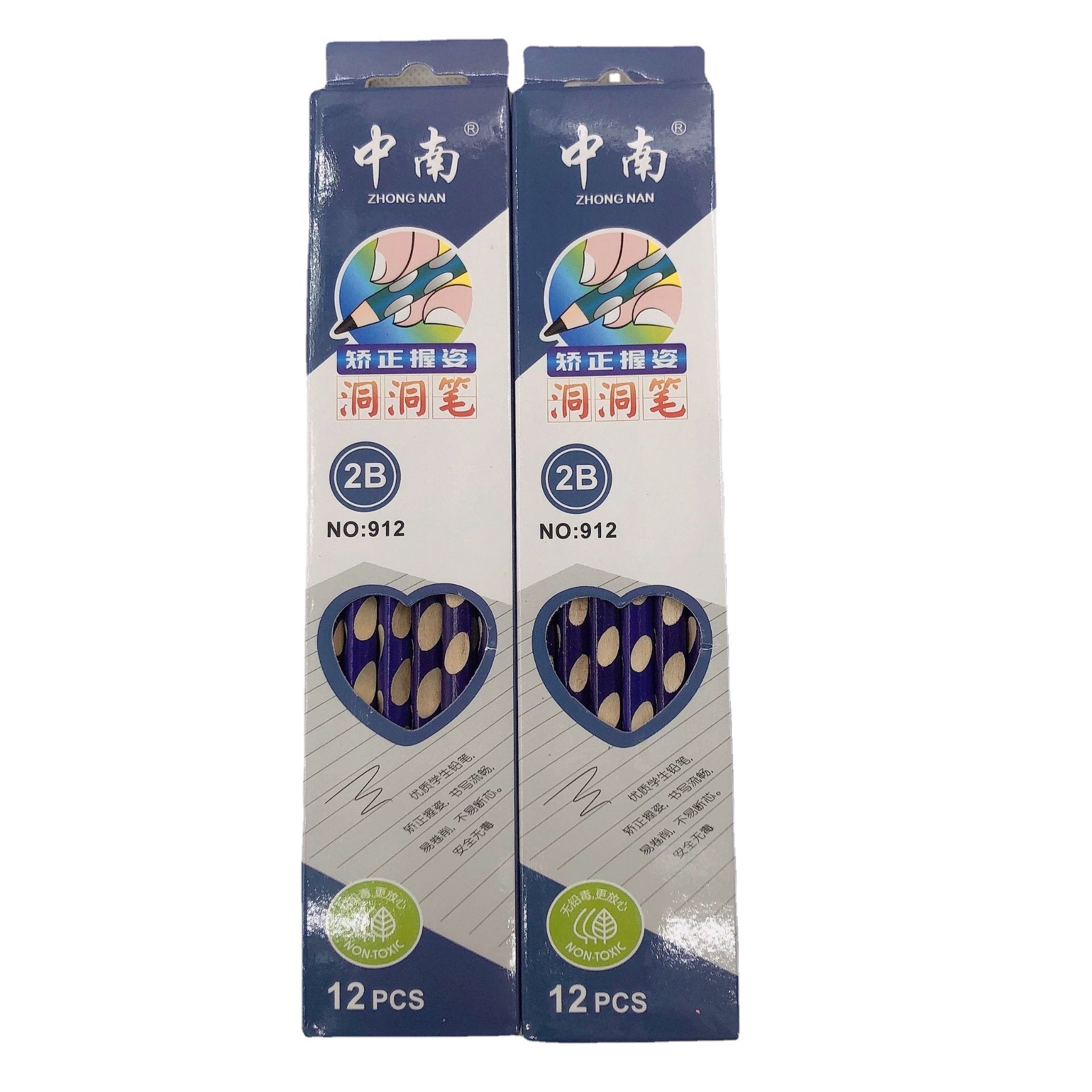Wholesale Groove Pencil 2B Pencil Correct Grip Position Primary School Student 2B Pencil Triangle Pole Study Stationery Central South