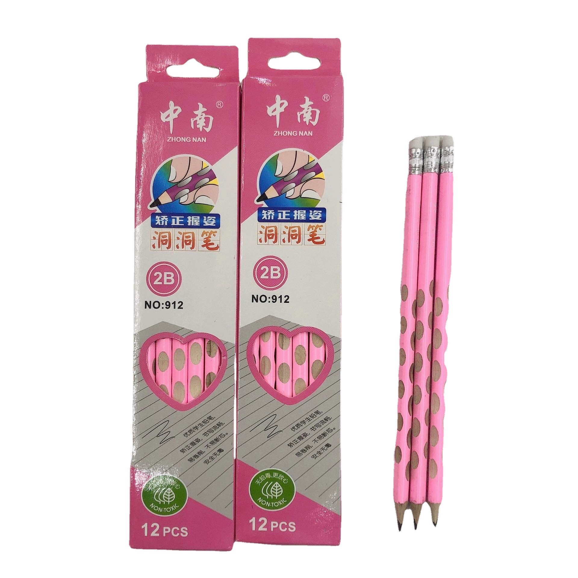 Wholesale Groove Pencil 2B Pencil Correct Grip Position Primary School Student 2B Pencil Triangle Pole Study Stationery Central South