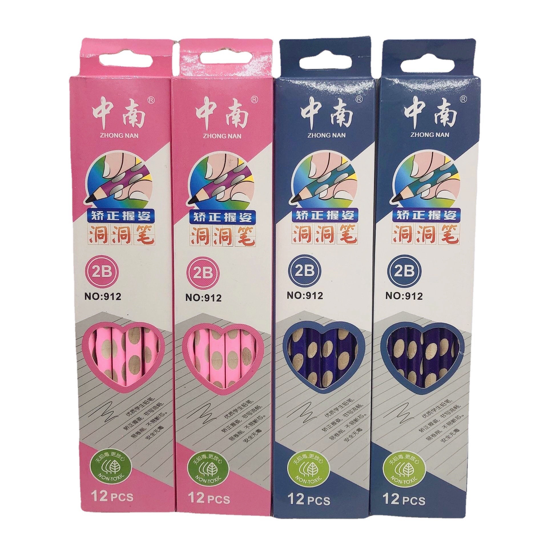 Wholesale Groove Pencil 2B Pencil Correct Grip Position Primary School Student 2B Pencil Triangle Pole Study Stationery Central South