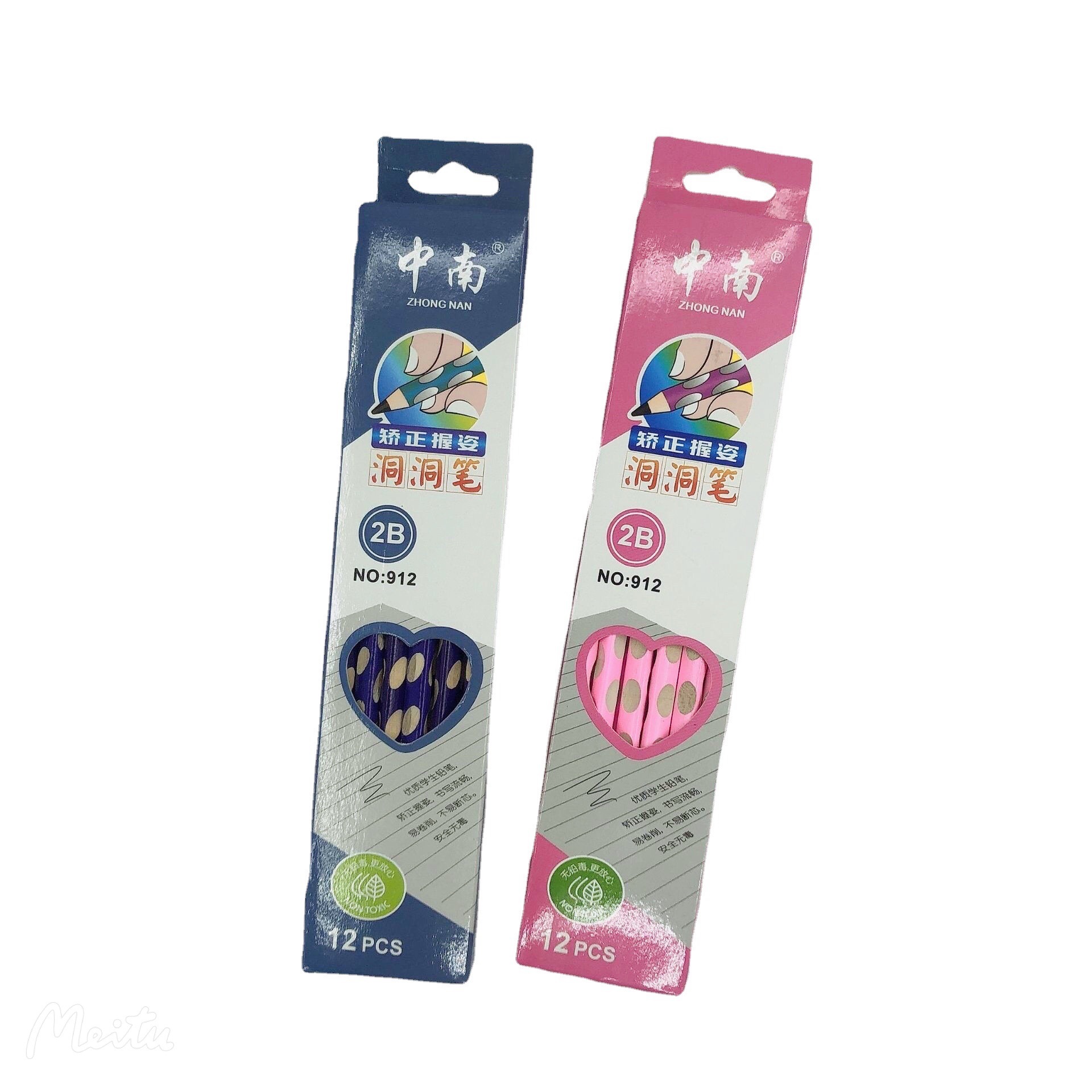 Wholesale Groove Pencil 2B Pencil Correct Grip Position Primary School Student 2B Pencil Triangle Pole Study Stationery Central South