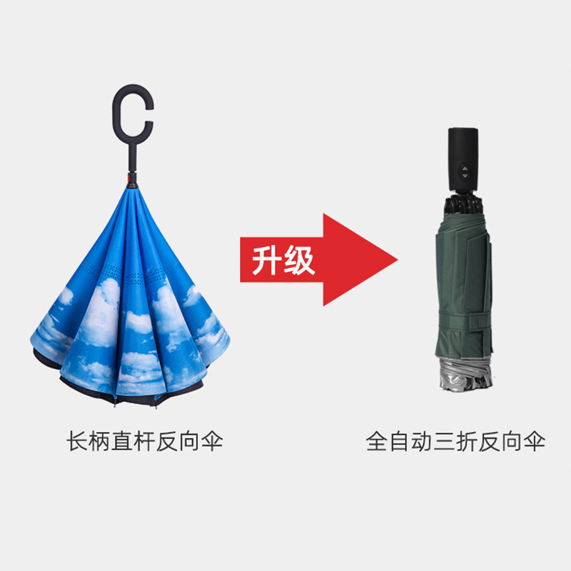 Business auto reverse umbrella Vinyl sun Block creative double reverse umbrella