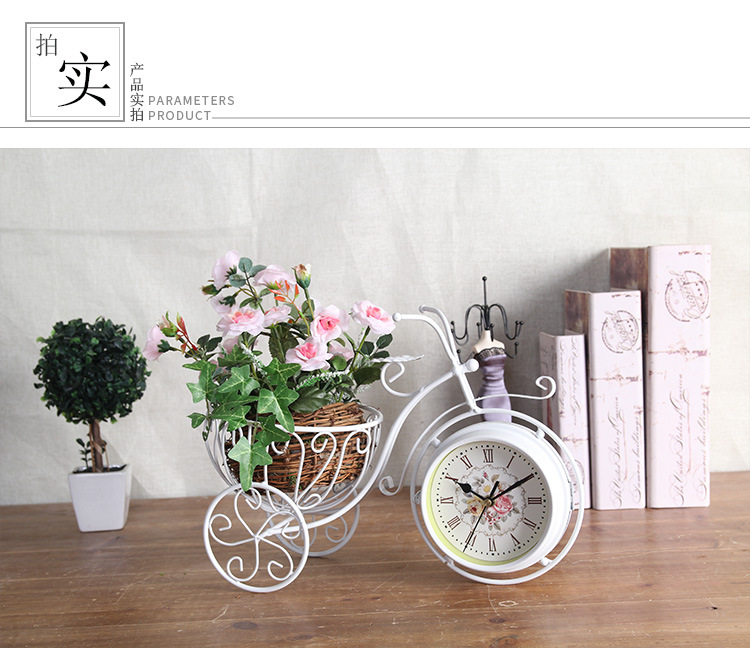 Iron art bicycle clock modern quartz clock pastoral double silent sitting room clock