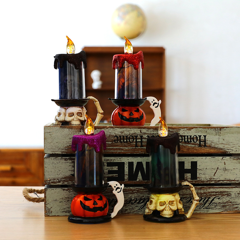Cross-border new wholesale Halloween candles decorated LED electronic candles skeleton pumpkins creative bar decorations
